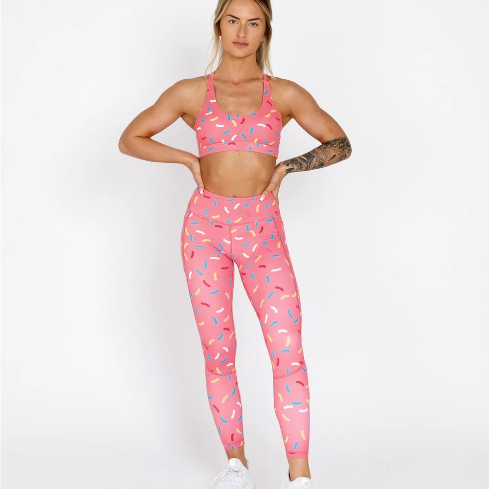 Feed me fight me donut leggings RED not pink. Size small